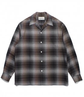 WACKO MARIACHECK OPEN COLLAR SHIRT  BROWN