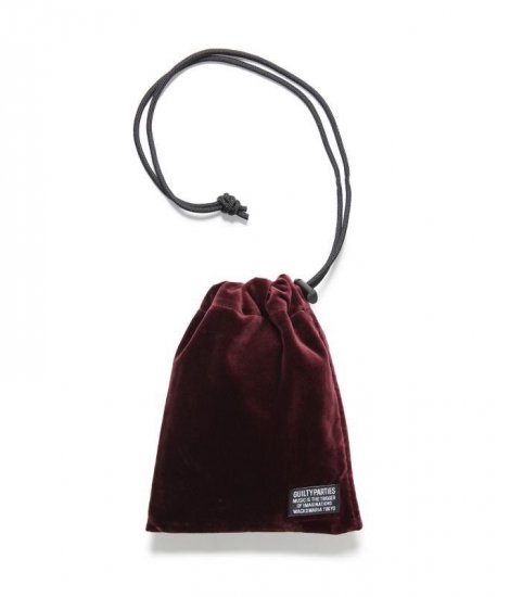 WACKO MARIA VELVET DRAWSTRING BAG / Burgundy