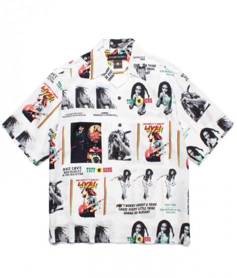 WACKO MARIA /  BOB MARLEY HAWAIIAN SHIRT S/S ( TYPE-1 )  / White