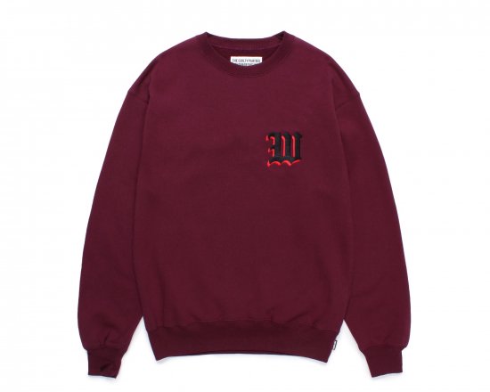 WACKO MARIA MIDDLE WEIGHT SWEAT SHIRT /  Burgundy