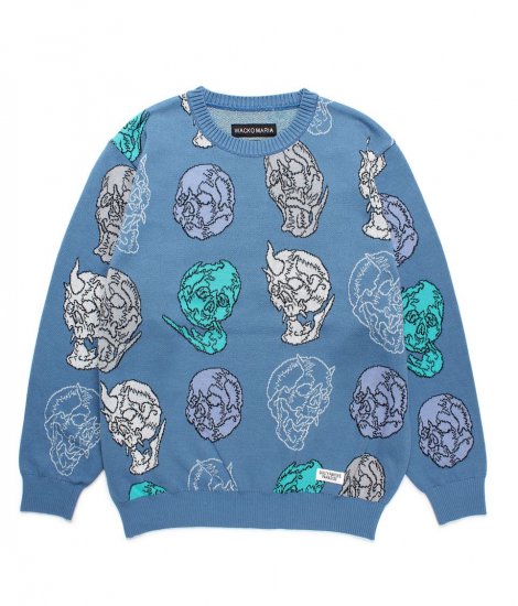 WACKO MARIA  56 TATTOO STUDIO / JACQUARD KNIT SWEATER / Blue