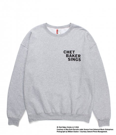 WACKO MARIA CHET BAKER / CREW NECK SWEAT SHIRT ( TYPE-2 ) Gray