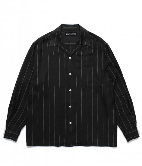 WACKO MARIA STRIPED OPEN COLLAR SHIRT L/S / Black