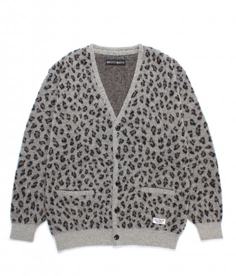 WACKO MARIA LEOPARD JACQUARD MOHAIR KNIT CARDIGAN / Gray