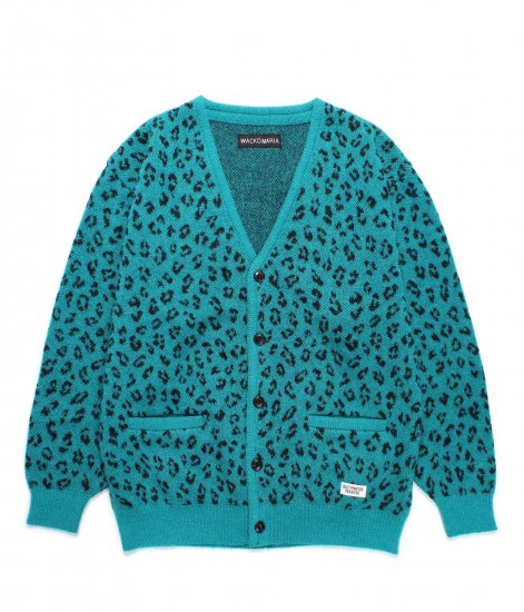 WACKO MARIA LEOPARD JACQUARD MOHAIR KNIT CARDIGAN / Blue