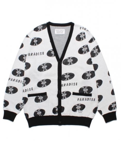 WACKO MARIA RECORDS JACQUARD KNIT CARDIGAN / White