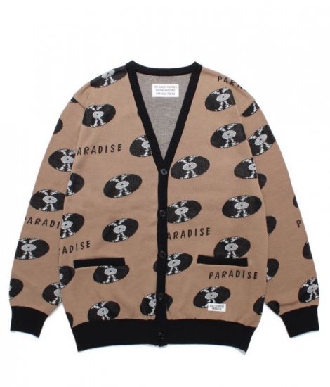 WACKO MARIA RECORDS JACQUARD KNIT CARDIGAN / Brown