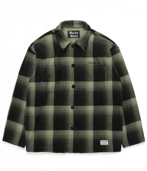 WACKO MARIA CHECK FLEECE SHIRT JACKET / L.green