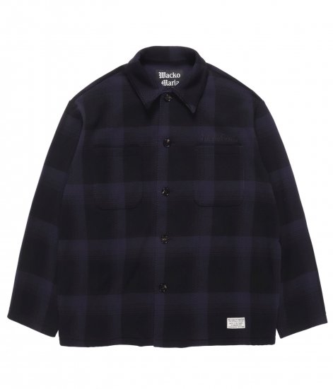 WACKO MARIA CHECK FLEECE SHIRT JACKET / Navy