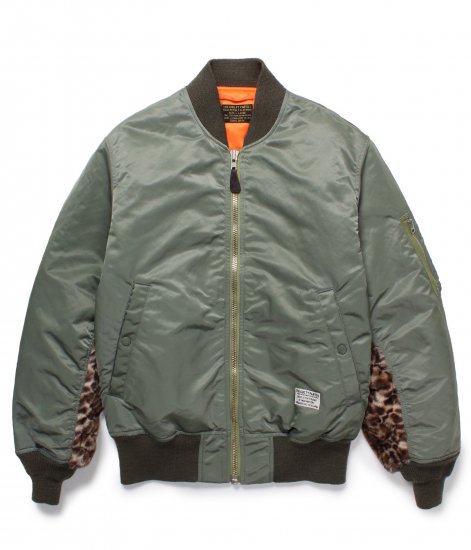 WACKO MARIA LEOPARD FAUX FUR MA-1 FLIGHT JACKET / Khaki