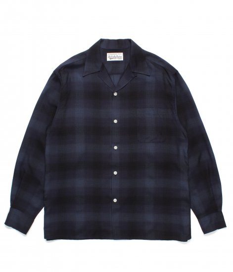 WACKO MARIA CHECK OPEN COLLAR SHIRT / Blue