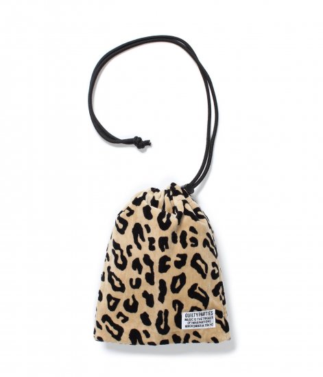 WACKO MARIA /LEOPARD VELVET DRAWSTRING BAG  / Leopard