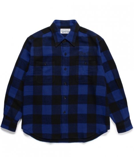 WACKO MARIA BLOCK CHECK FLANNEL SHIRT / Blue