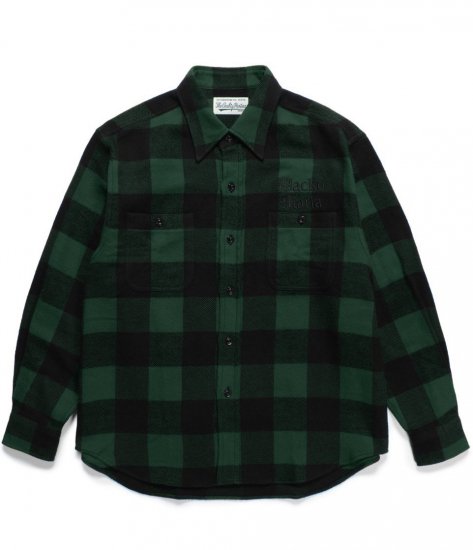 WACKO MARIA BLOCK CHECK FLANNEL SHIRT / Green