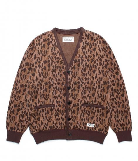 WACKO MARIA LEOPARD JACQUARD KNIT CARDIGAN