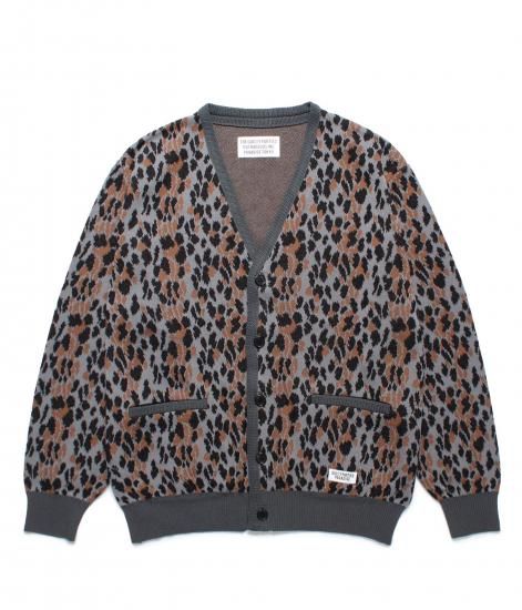 WACKO MARIA LEOPARD JACQUARD KNIT CARDIGAN