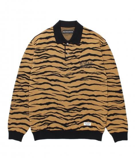 WACKO MARIA TIGER JACQUARD KNIT POLO SHIRT