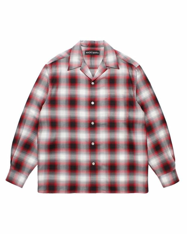WACKO MARIA シャツ WACKO MARIA/OMBRE CHECK OPEN COLLAR SHIRT（BLUE）［オンブレ