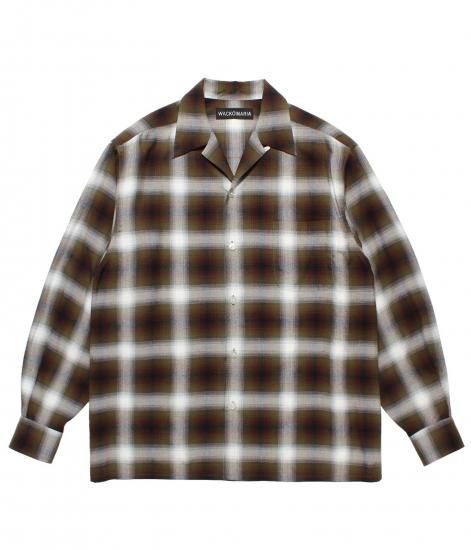 WACKO MARIA OMBRE CHECK OPEN COLLAR SHIRT L/S ( TYPE-1 )