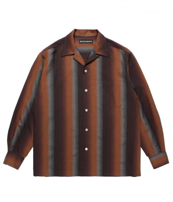 チ*ー様 M キムタクWACKO MARIA OMBRE STRIPE SHIR WACKO MARIA 正規代理店 OMBRE STRIPE OPEN COLLAR SHIRT L/S