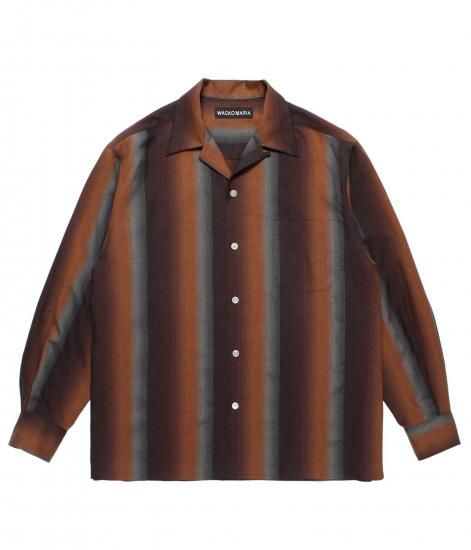 WACKO MARIA OMBRE STRIPE OPEN COLLAR SHIRT