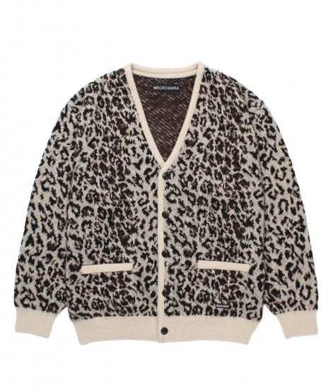 WACKO MARIA LEOPARD MOHAIR JACQUARD KNIT CARDIGAN