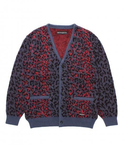 WACKO MARIA LEOPARD MOHAIR JACQUARD KNIT CARDIGAN