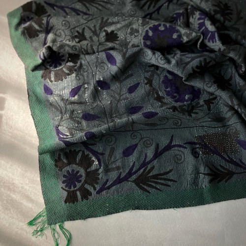 Vintage Suzani Quilt<br>  Dark gray  Grape 