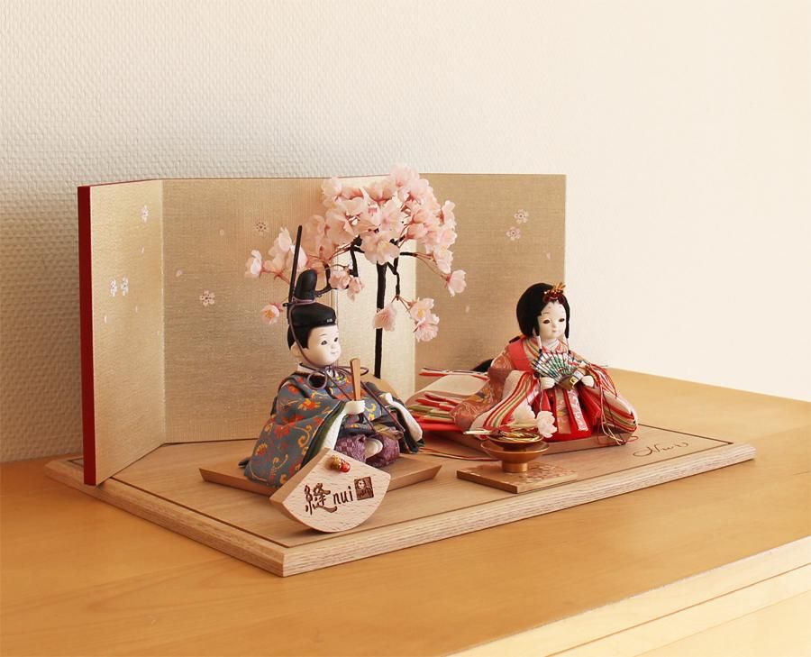 ●さくらの着物おすすめです●新品おひなさま●　さくら刺繍飾り　フルセット 雛人形 親王飾り】縫nui /衣裳着親王飾りセット/SAKURA