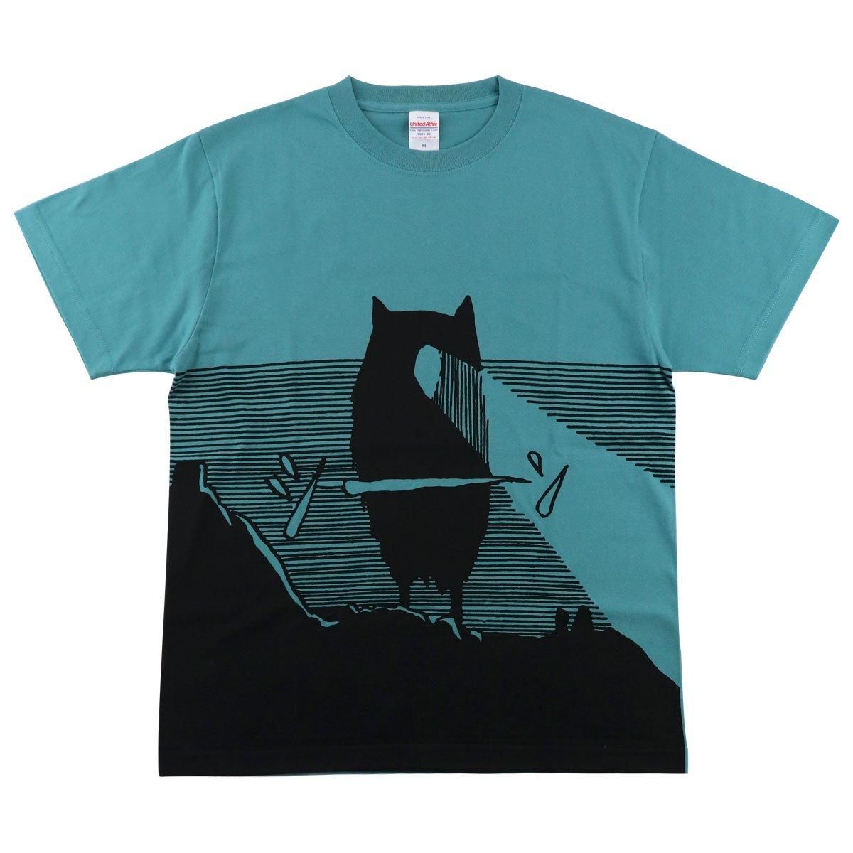 千年に一歩歩く鳥Tシャツ＜ヘイジーグリーン / L ＞ - youkai-honpo