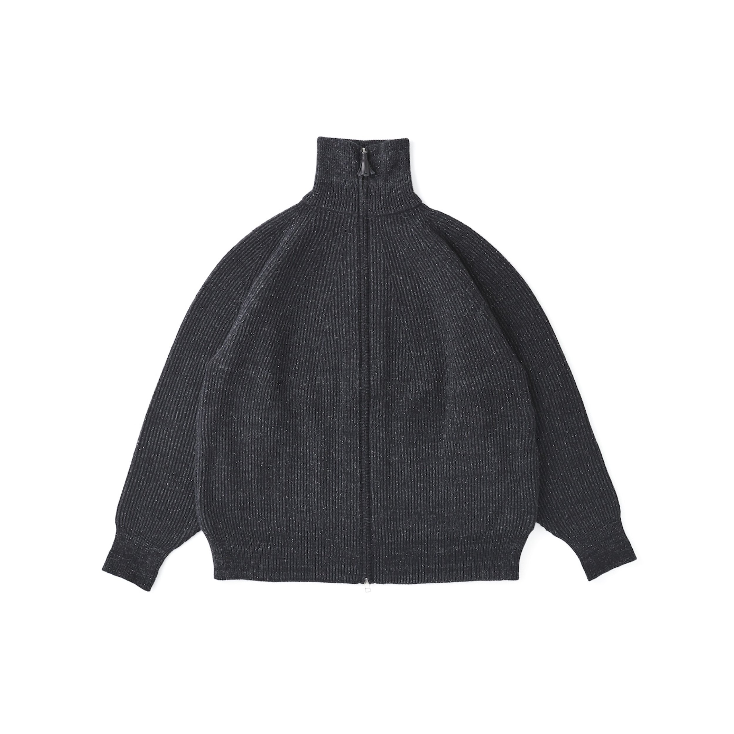 SILK NEP WOOL ZIP SWEATER