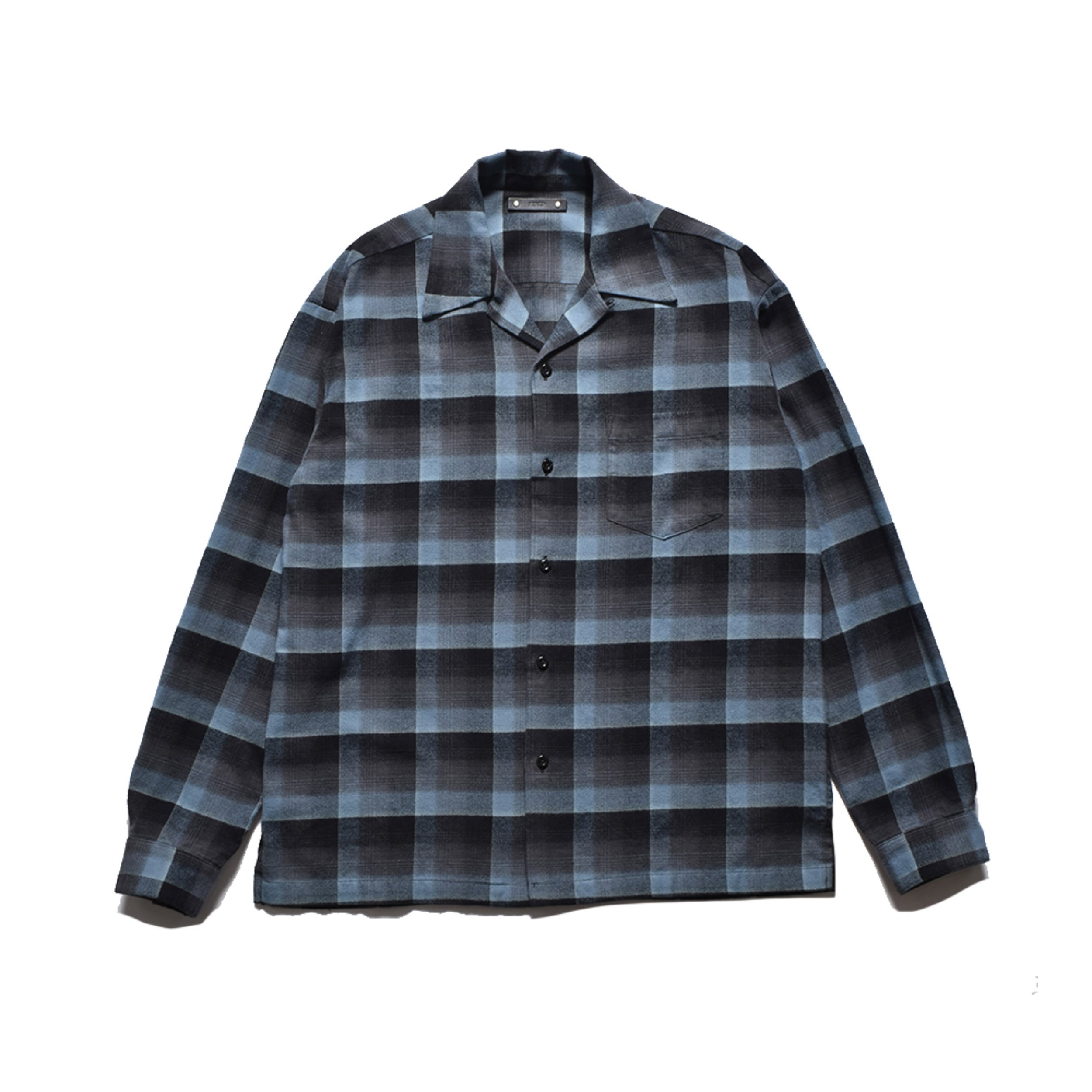 C.R Flow Ombre Check Open Collar L/S SH