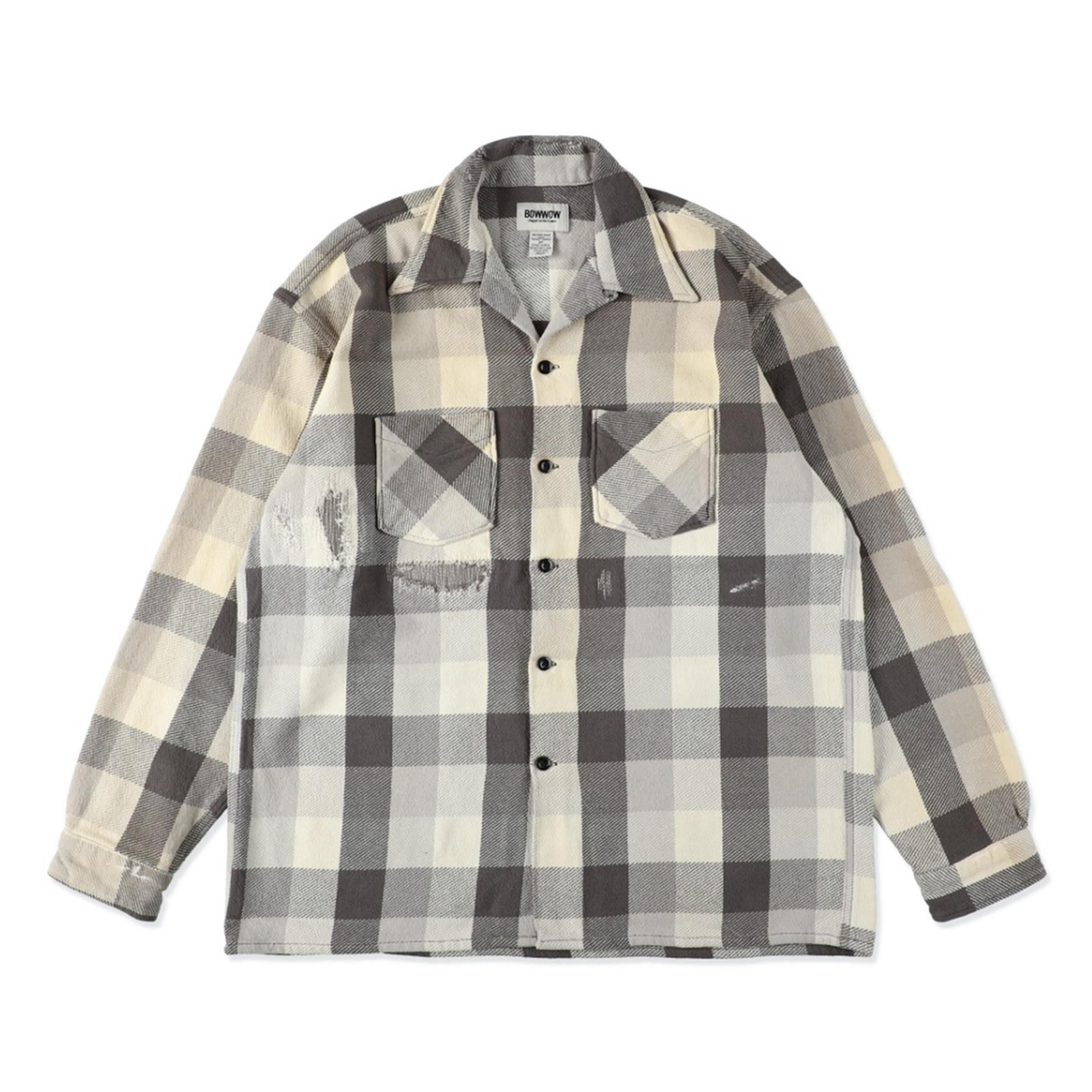 [BOW WOW] DAMAGED AND STAINED FLANNEL SHIRT<img class='new_mark_img2' src='https://img.shop-pro.jp/img/new/icons8.gif' style='border:none;display:inline;margin:0px;padding:0px;width:auto;' />