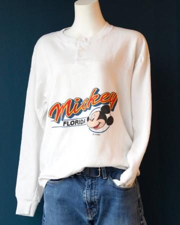 80's mickey henley neck sweatshirt