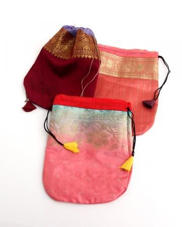 Upcycled sari pouch(made in India)
