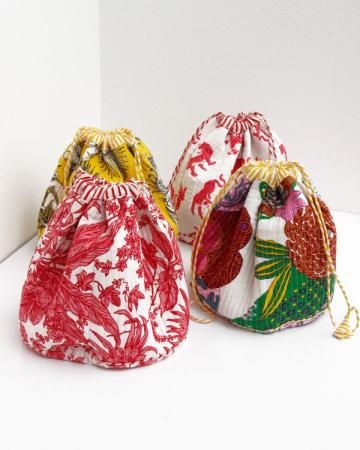 Indian handmade quilt block printed pouch(made in India)