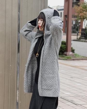 hooded knit poncho