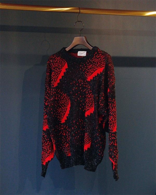 【VINTAGE】USA IMPORT KNIT レトロ 古着　ハート柄 VINTAGE】USA IMPORT KNIT レトロ 古着ハート柄