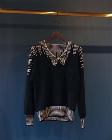 Striped glitter ribbon knit 