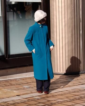 Stand collar wool long coat