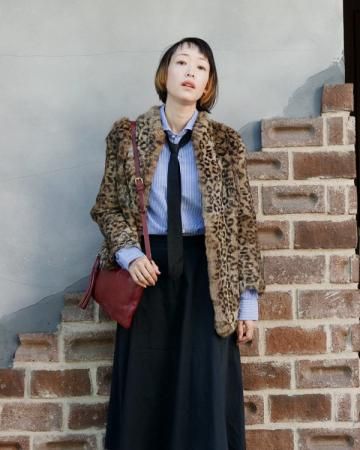 Leopard rabbit fur jacket