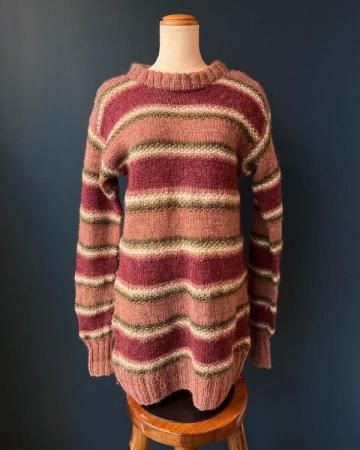 Handmade mock neck border knit