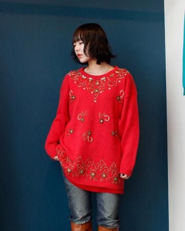 Beads cotton knit