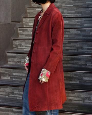 Wine red suede coat