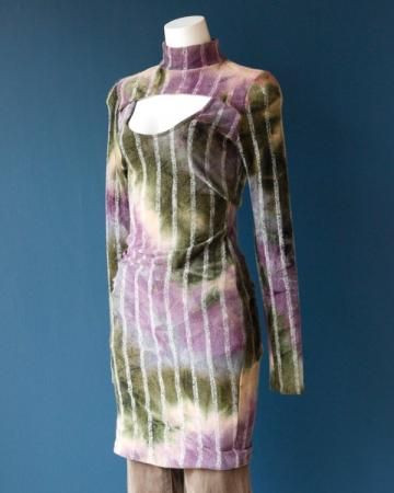 Tie-dyed open front tight dress