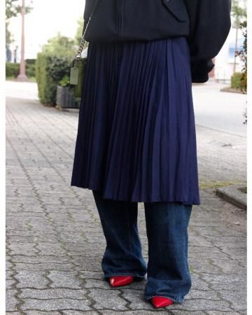 Front button accordion pleated skirt(made in France)