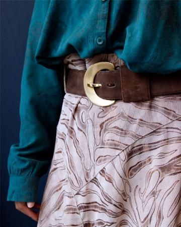 Suede leather wide belt