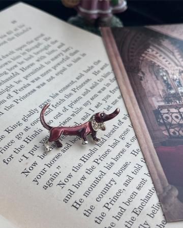 Dachshund enamel brooch
