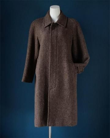 Herringbone stand collar long coat