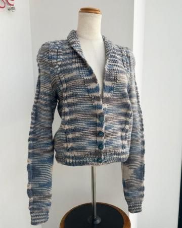 Shawl collar cable knit cardigan